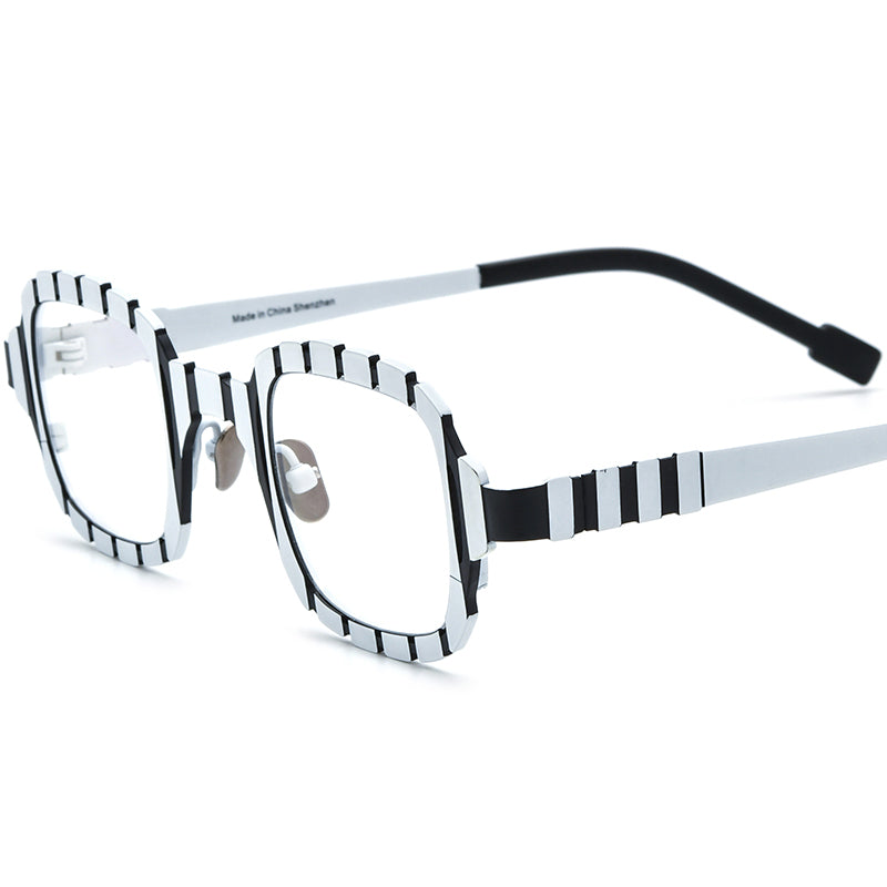 Colourful Titanium Square Optical Glasses Frame Designer - White - MCROONS