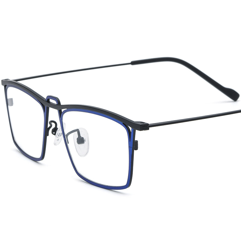 Colourful Retro Titanium Square Optical Glasses - Matte Blue Black - MCROONS