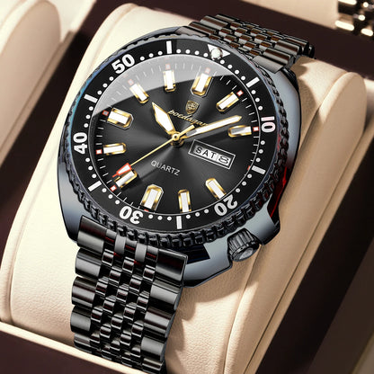 Poedagar 682 Men's Luxury Quartz Watch – Stainless Steel Band, Waterproof, Luminous, Date