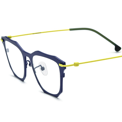 Colourful Titanium Square Optical Glasses Vintage - Blue - MCROONS