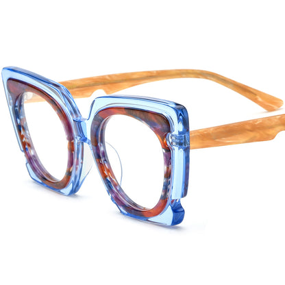 Retro Oversized Cat Eye Acetate Optical Glasses Frame - Purple - MCROONS