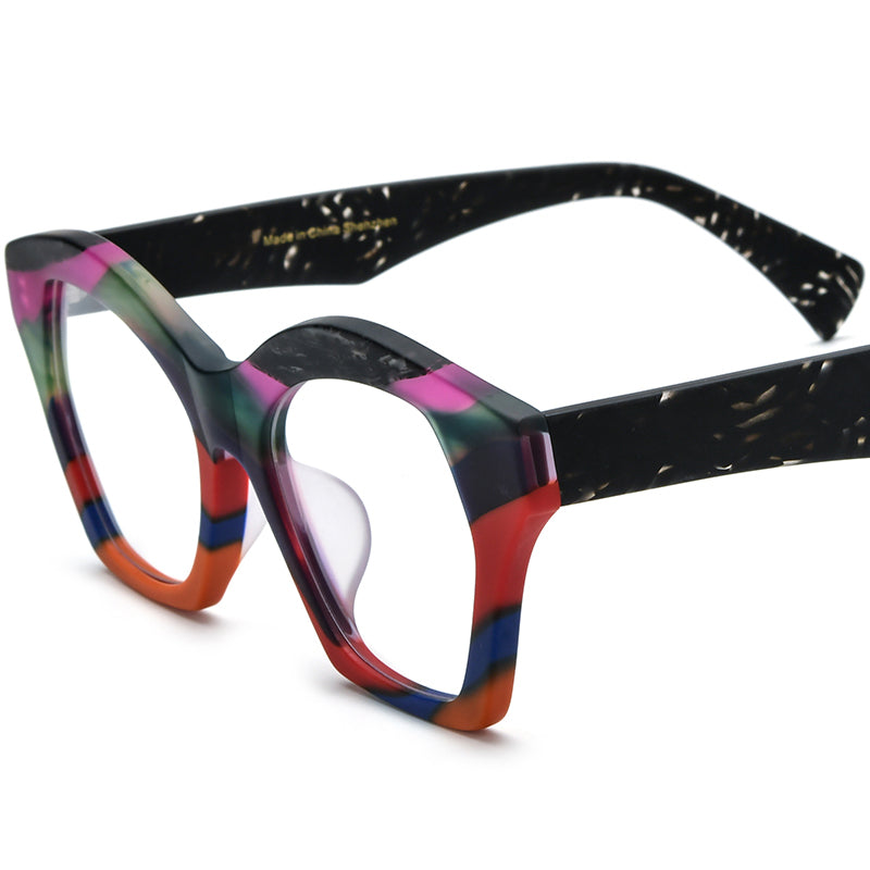 Oversized Vintage Matte Acetate Cat Eye Optical Glasses Frame - Purple - MCROONS