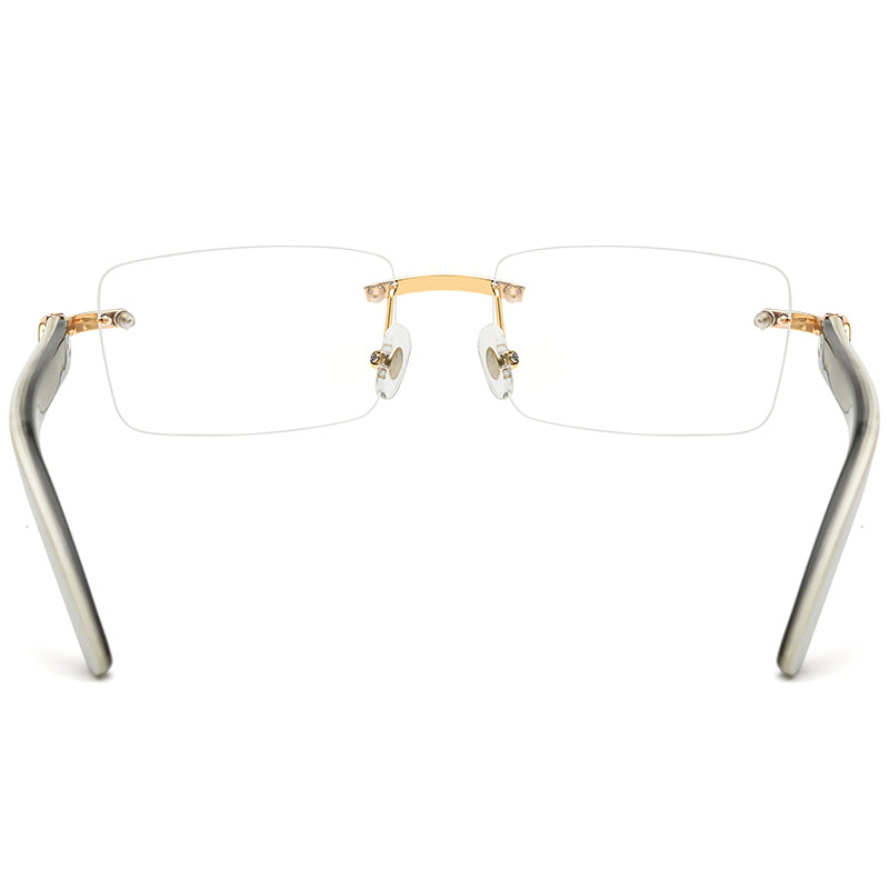 Crystal-Set Square Buffalo Horn Optical Glasses Frame - MCROONS - Back View