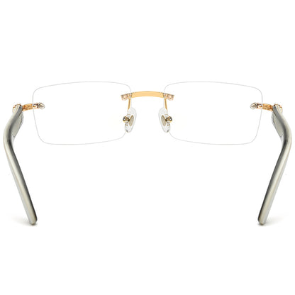 Crystal-Set Square Buffalo Horn Optical Glasses Frame - MCROONS - Back View