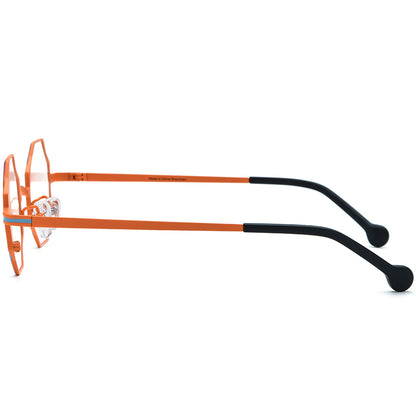 Colourful Titanium Octagon Optical Glasses Frame - MCROONS - side view