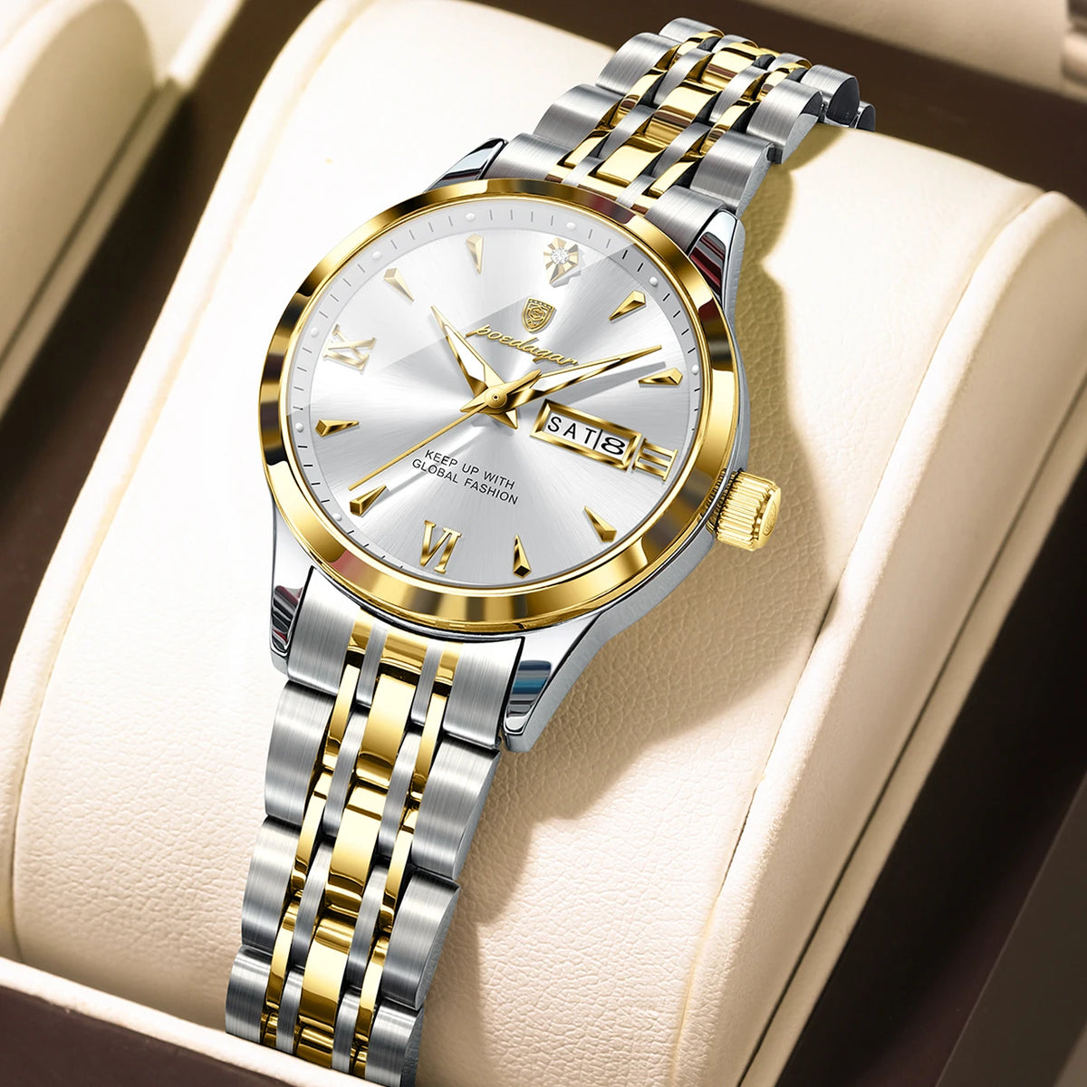 Poedagar 504 Women's Luxury Quartz Watch – Stainless Steel Band, Waterproof, Luminous, Date