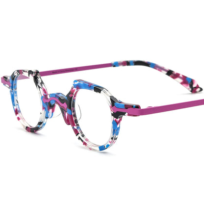 Retro Small Cat Eye Acetate Optical Glasses Frame - Purple - MCROONS