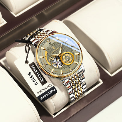 Poedagar 1416 Men's Luxury Automatic Mechanical Watch – Stainless Steel Band, Waterproof, Luminous