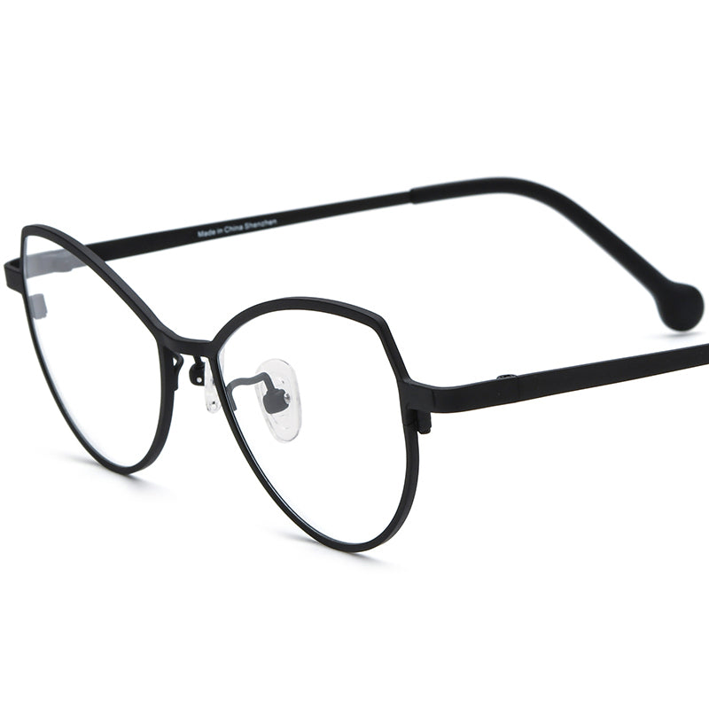 Colourful Titanium Cat Eye Optical Glasses Frame - Black - MCROONS