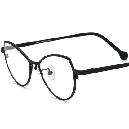 Colourful Titanium Cat Eye Optical Glasses Frame - Black - MCROONS