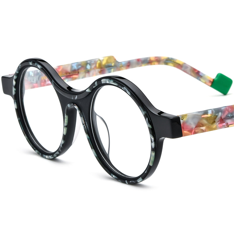 Retro Round Optical Glasses Frame Multicolour - Black - MCROONS