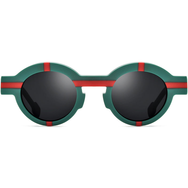 Vintage Colour-Block Round Polarized Sunglasses - MCROONS - front view