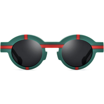 Vintage Colour-Block Round Polarized Sunglasses - MCROONS - front view