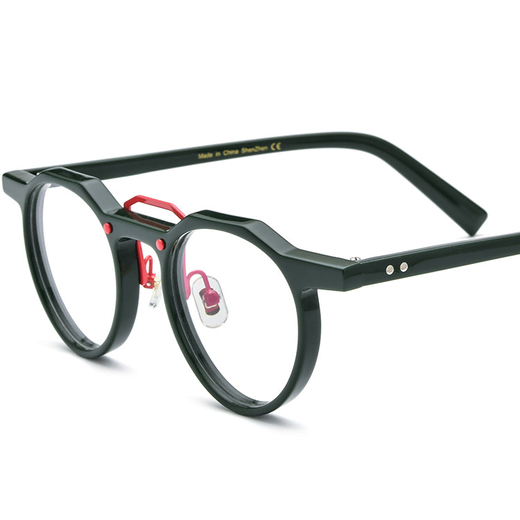 Small Round Acetate Optical Glasses Frame - MCROONS - Dark Green