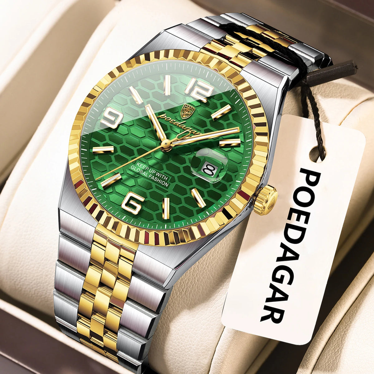 Poedagar 839 Men's Luxury Quartz Watch – Stainless Steel Band, Waterproof, Luminous, Date