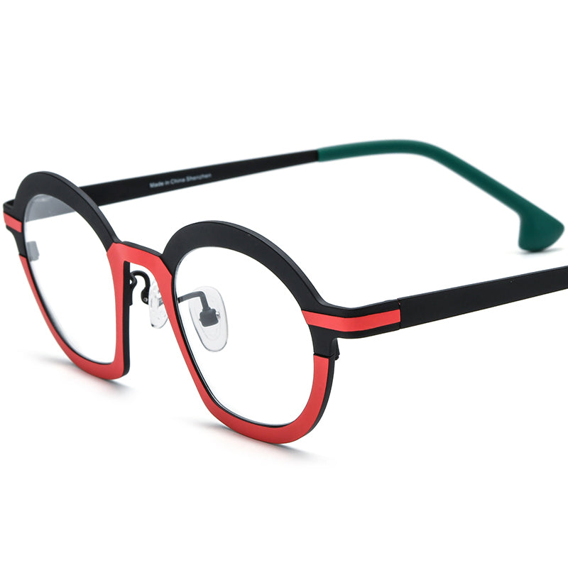 Matte Titanium Cat Eye Optical Glasses Frame - Matte Red Black - MCROONS