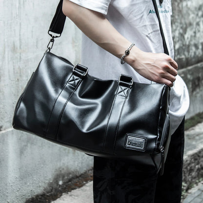 MOYYI PU Leather Travel Bags for Men Duffle Bag Outdoor Leather Men'S Travel Bag