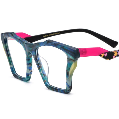 Retro Cat Eye Acetate Optical Glasses Frame - Blue - MCROONS