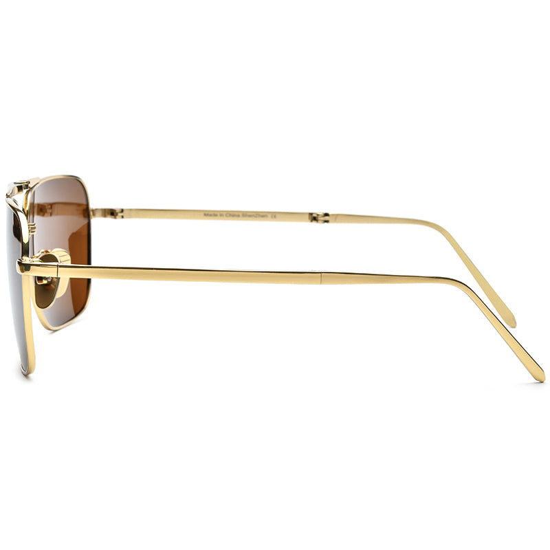 Pure Titanium Folding Square Sunglasses - Gold Tea - MCROONS - Back View