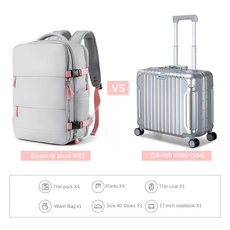 Large-Capacity Outdoor Leisure Travel Zipper Backpack Purple Women Backpack Foldable Multifunction Travel Backpack