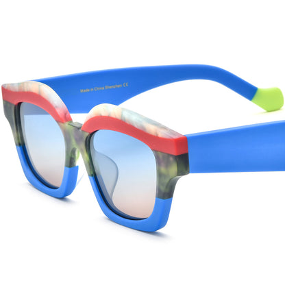 Oversized Cat Eye Acetate Polarized Sunglasses - MCROONS - Blue Gradient Lens