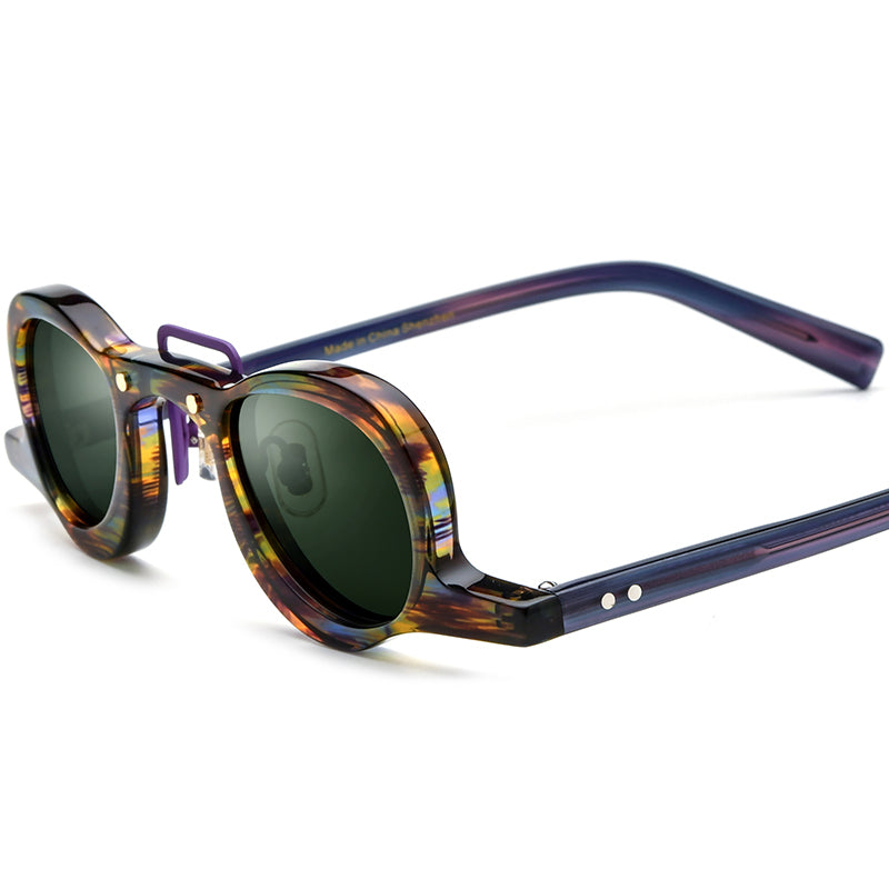Vintage Round Acetate Polarized Sunglasses UV400 - Colourful - MCROONS