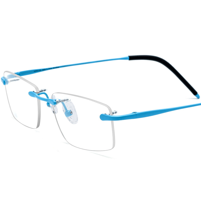 Rimless Titanium Square Sports Optical Glasses Ultralight - Blue - MCROONS