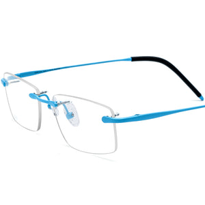 Rimless Titanium Square Sports Optical Glasses Ultralight - Blue - MCROONS
