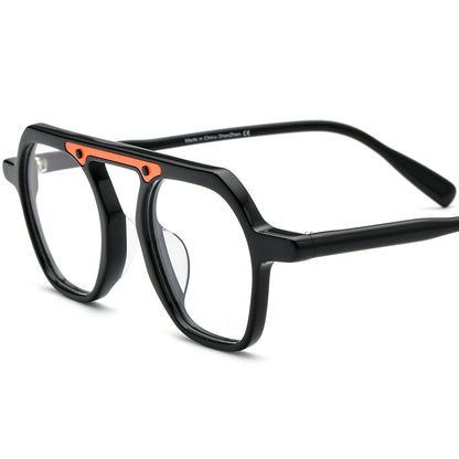 Fashionable Acetate Pilot Optical Glasses Frame - Black - MCROONS