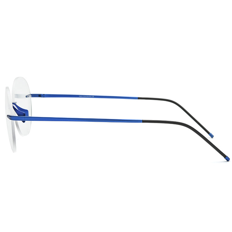 Rimless Titanium Round Optical Glasses Frame - MCROONS - Side View