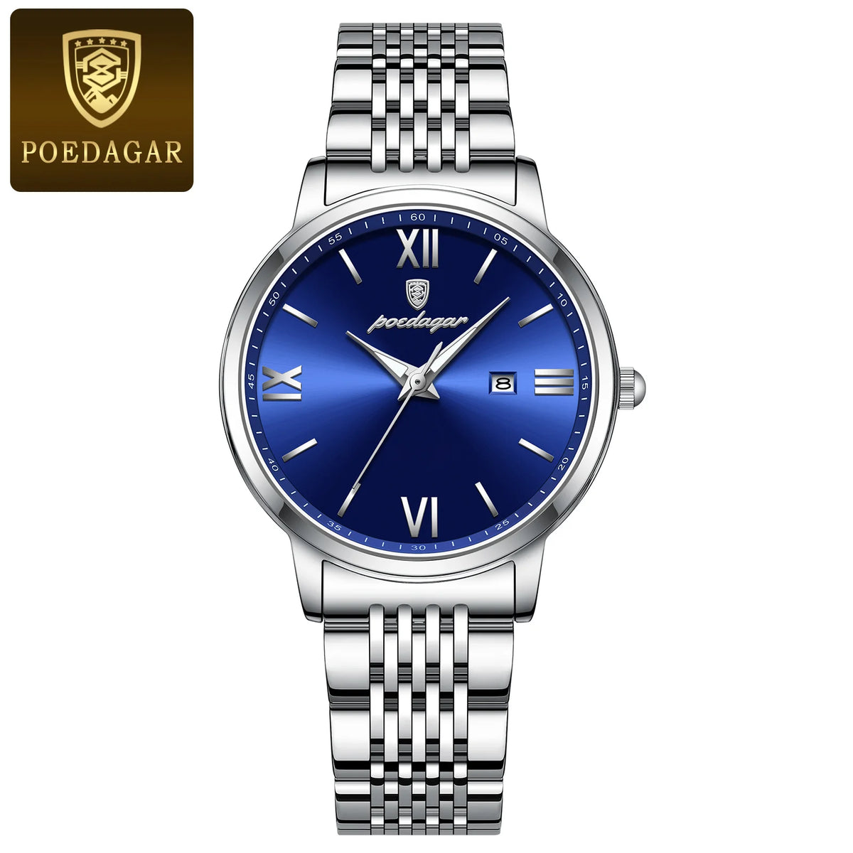 Poedagar 716 Women's Luxury Quartz Watch – Stainless Steel Band, Waterproof, Luminous, Date