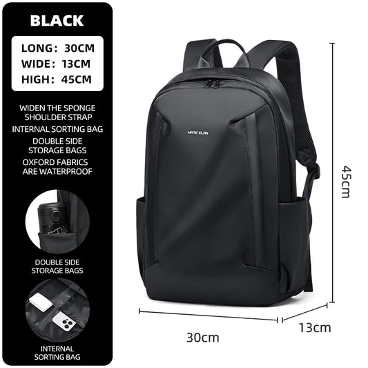 Mate Elan Black Men'S Backpack Oxford Anti-Theft Bags Waterproof 16-Inch Laptop Backpack for Men Business Travel School Knapsack