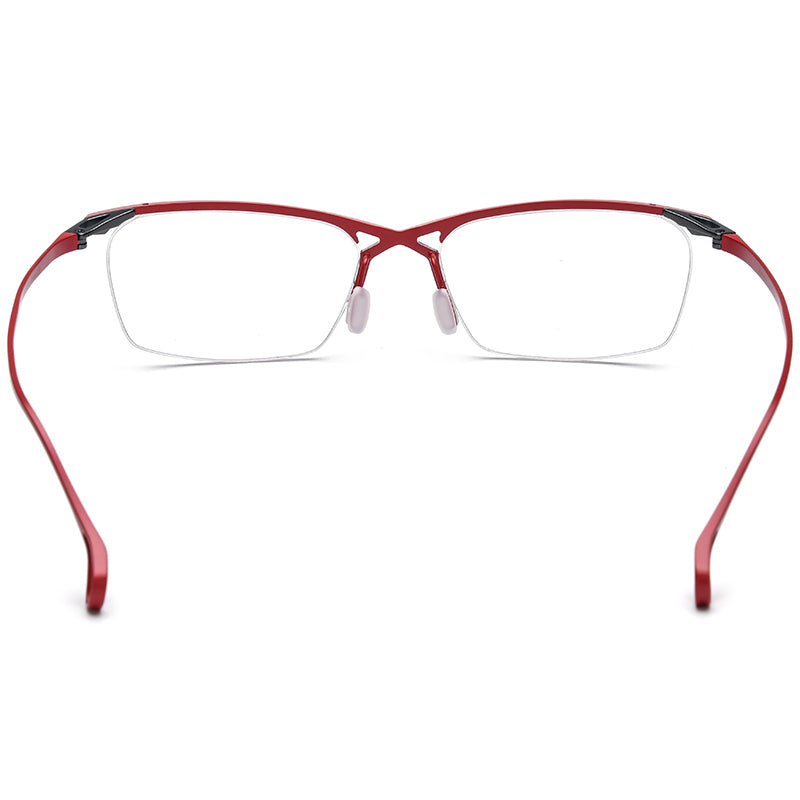 Square Titanium Optical Glasses Frame Half-Rim - MCROONS - back view