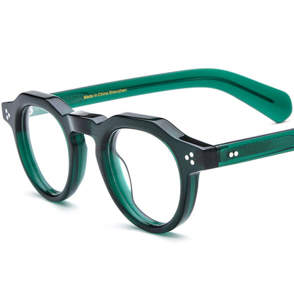 Vintage Thick Round Acetate Optical Glasses Frame - MCROONS - Green