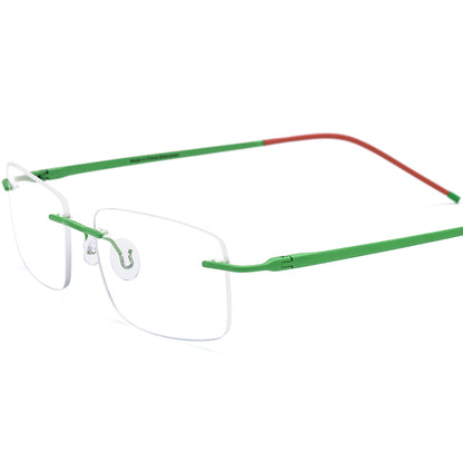 Rimless Titanium Square Optical Glasses Frame Ultralight - Green - MCROONS