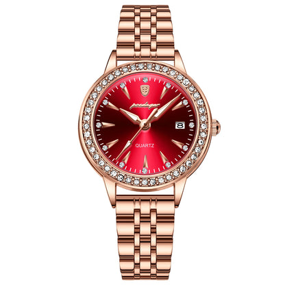 Poedagar 366 Women's Luxury Quartz Watch – Stainless Steel Band, Waterproof, Date