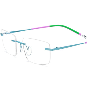 Ultralight Titanium Rimless Square Optical Glasses - Blue - MCROONS