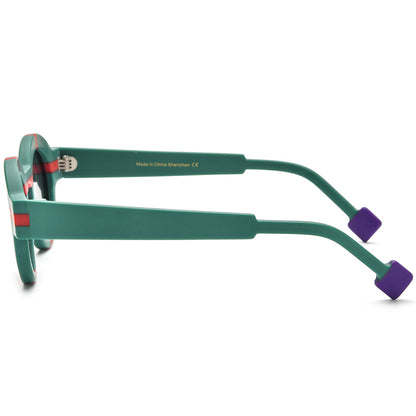 Vintage Colour-Block Round Polarized Sunglasses - MCROONS - side view