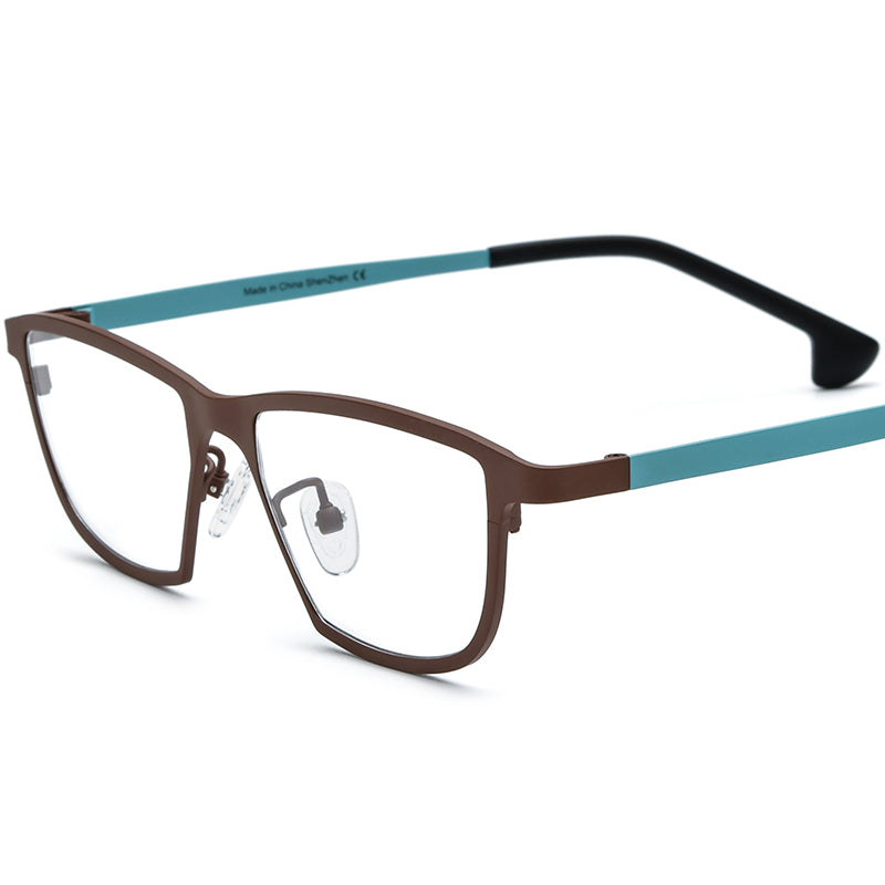 Colourful Titanium Square Optical Glasses Frame Lightweight - Brown - MCROONS