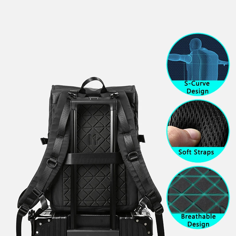 Wholesale anti Theft Expandable Rucksack Travel 17' Laptop Backpack Convertible Techwear Roll Top Backpack