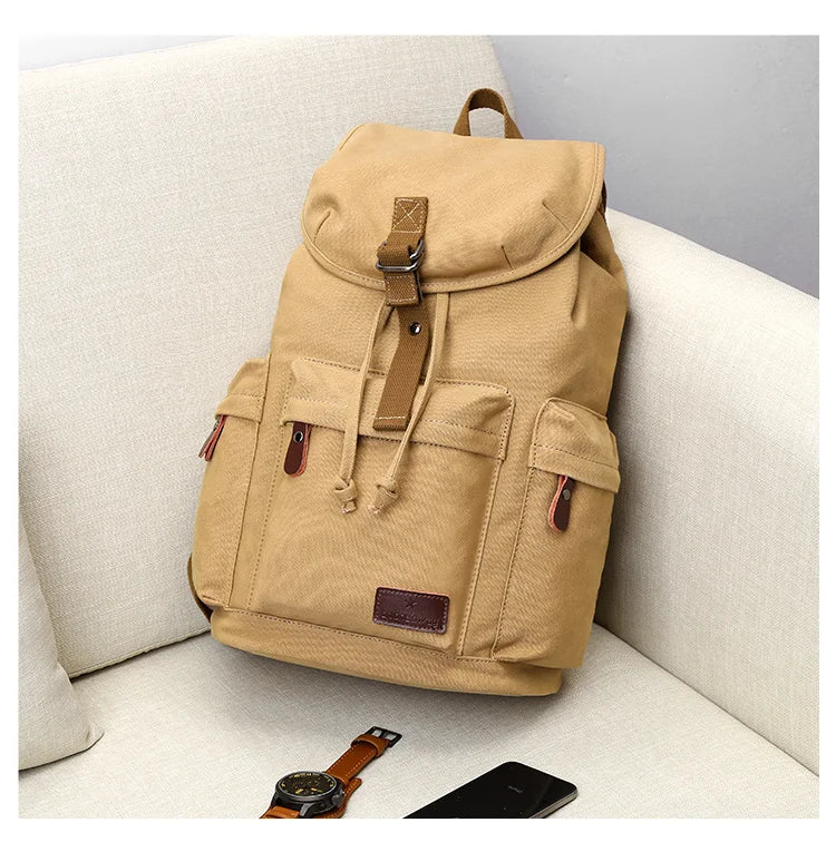 Custom Logo Anti-Theft Outdoor Backpack Hiking Daily Bag for Men Canvas Travel Backpack