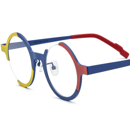 Colourful Titanium Round Optical Glasses Frame Retro - Matte Blue - MCROONS