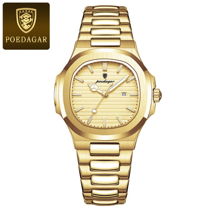 Poedagar 789 Women's Luxury Quartz Watch – Stainless Steel Band, Waterproof, Luminous, Date