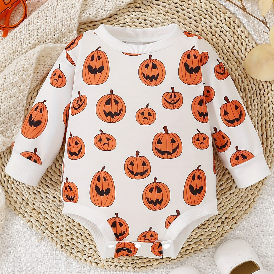 Kids Halloween Pumpkin Playsuit Costume Jumpsuit