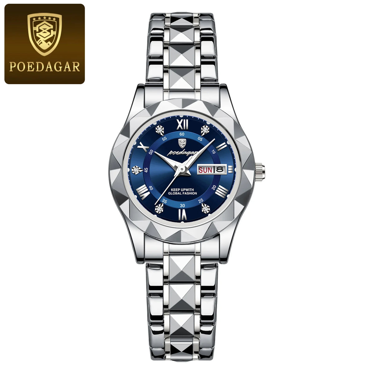 Poedagar 306 Women's Luxury Quartz Watch – Stainless Steel Band, Waterproof, Luminous, Date