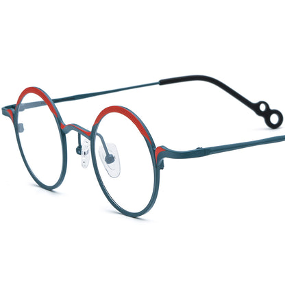 Colourful Titanium Small Round Optical Glasses Frame Retro - Red Green - MCROONS