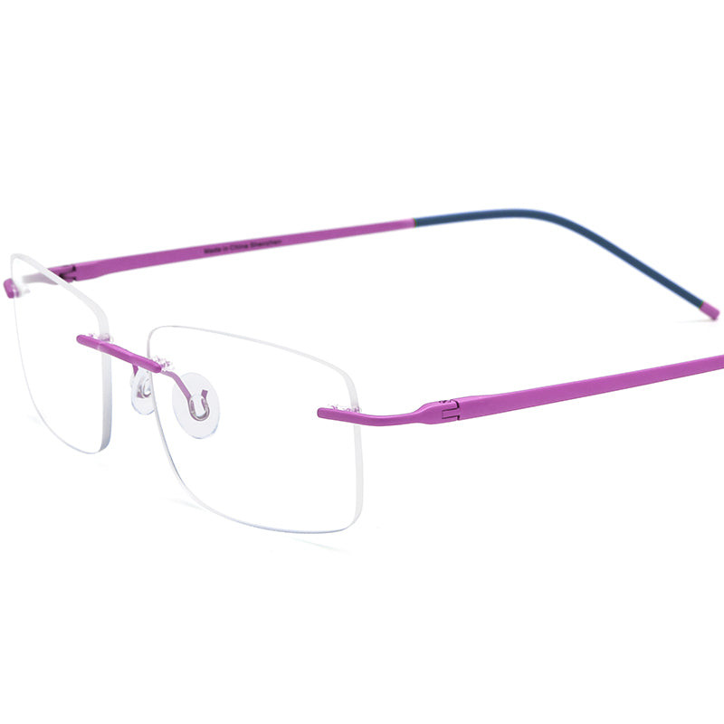 Rimless Titanium Square Optical Glasses Frame Ultralight - Pink - MCROONS