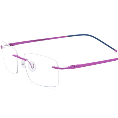 Rimless Titanium Square Optical Glasses Frame Ultralight - Pink - MCROONS