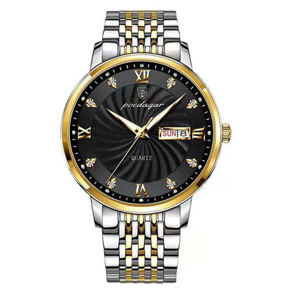 Poedagar 827 Men's Luxury Quartz Watch – Stainless Steel Band, Waterproof, Date