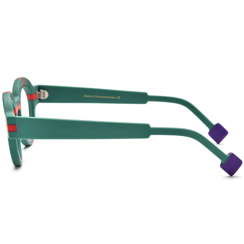 Vintage Colour-Block Round Optical Glasses Frame - MCROONS - side view